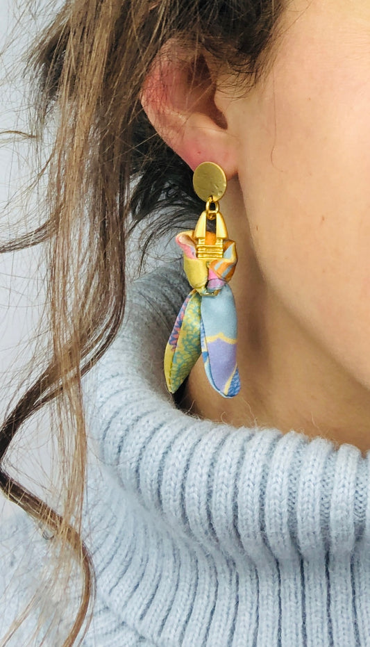 Silk Earrings | Aztec | Liberty Print | Unique Earrings | Pastel