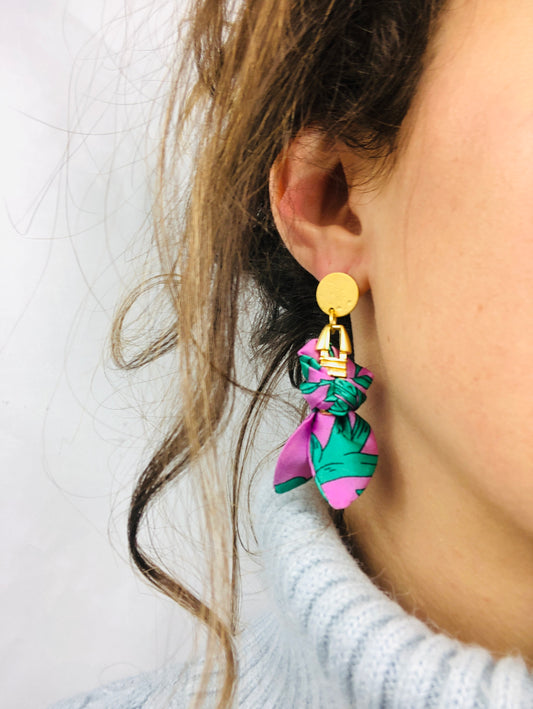 Silk Earrings | Aztec | Liberty Print | Unique Earrings | Floral Purple