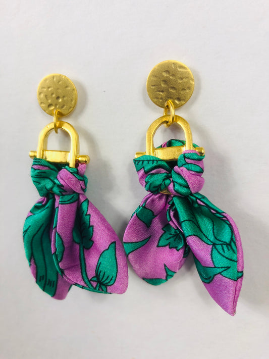 Unique Earrings | Silk Jewellery | Liberty Print | Purple Turquoise